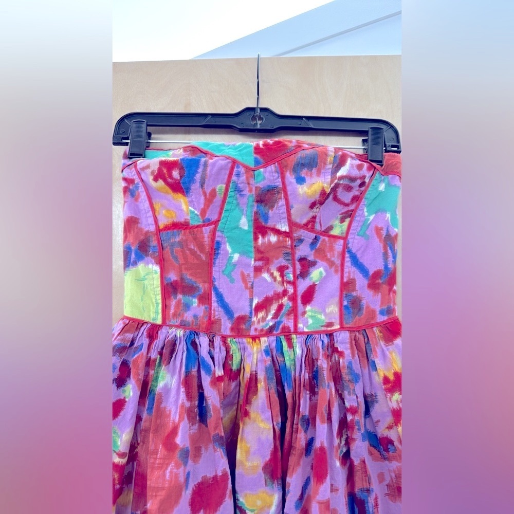 Aryn K "Hyperspace" Strapless Mini Dress | Red & Lavender Multi - Picture 5 of 11